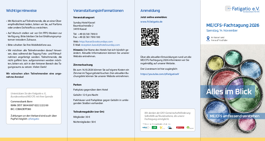 Flyer der ME/CFS-Fachtagung 2026 des Fatigatio e.V.