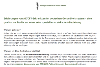 ME/CFS Studie 2022 - Flyer